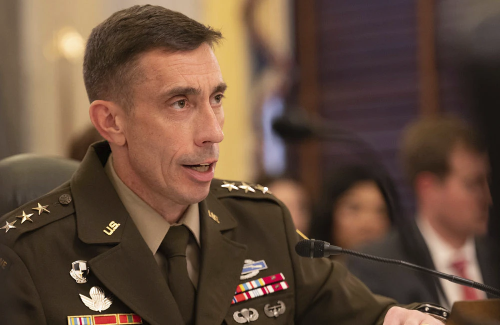 Lt. Gen. Paul Stanton testifies before an open session of the Senate Armed Services Committee on May 20, 2025.