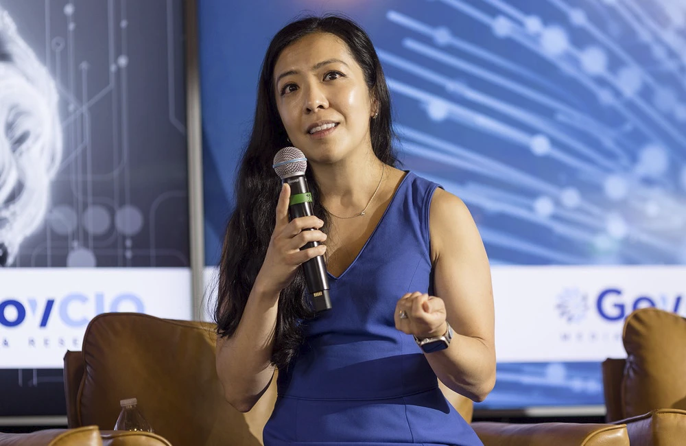 Victoria Yan Pillitteri, cybersecurity lead at NIST, speaks at the Federal AI Forum on Aug. 13, 2026, in Reston, Virginia.