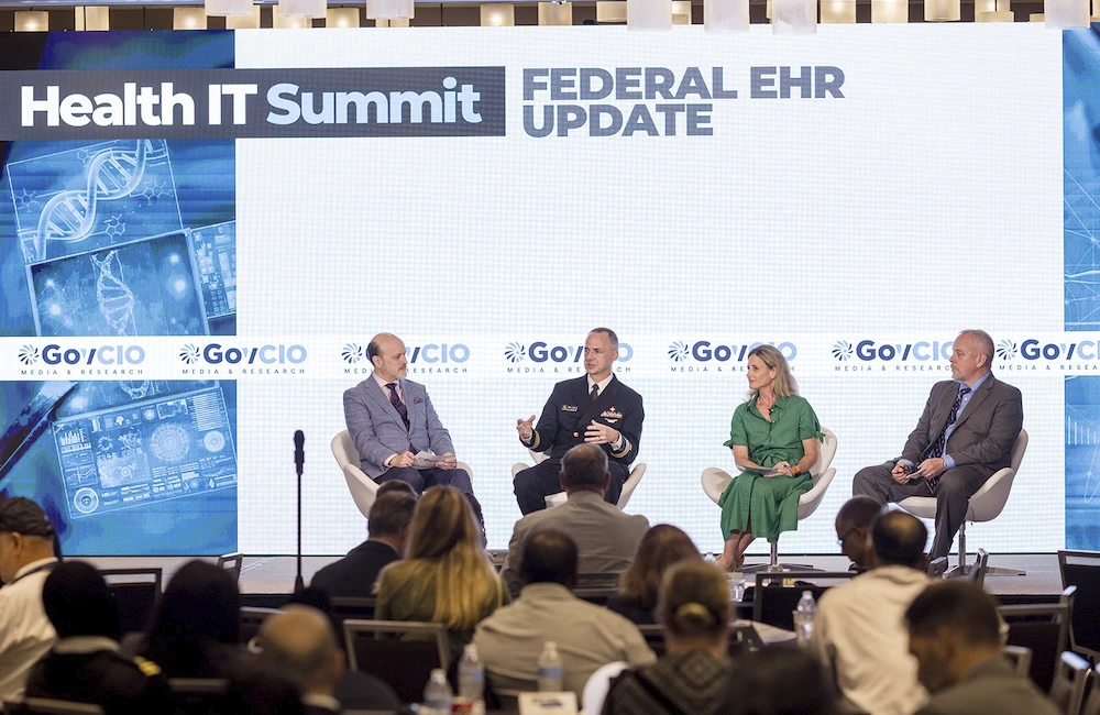 NOAA's Cmdr. Scott Miller, Everpure's Katherine Hennessey and FEHRM's Lance Scott speak at GovCIO Media & Research's Health IT Summit on Sept. 2, 2026, in Bethesda, Maryland.